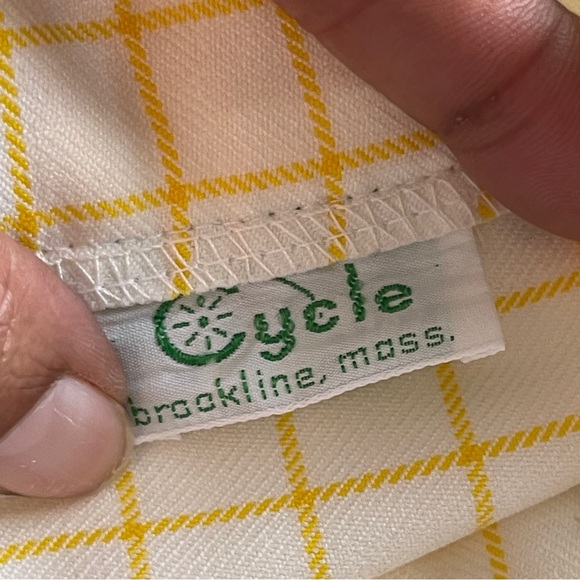 CYCLE | Vintage Yellow Plaid Pleated Mini Skirt Sz L - Picture 7 of 8